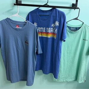 Set of 3 Men’s T-Shirts - Quiksilver, RVCA, Vintage Myrtle Beach
